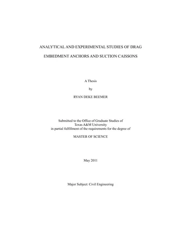 Más sobre Estudios Analíticos y Experimentales de Anclajes de Arrastre y Cajones de Succión