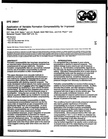Más sobre Aplicación de la Compresibilidad de la Formación Variable para un Mejor Análisis del Reservorio.