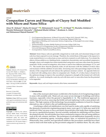 Más sobre Curvas de Compactación y Resistencia del Suelo Arcilloso Modificado con Micro y Nano Sílice.