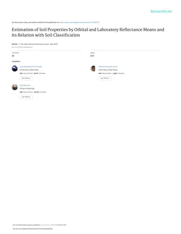 Más sobre Estimación de las Propiedades del Suelo mediante Medios de Reflectancia Orbital y de Laboratorio y su Relación con el Suelo.