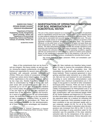Más sobre Investigación de las Condiciones Operativas para la Remediación de Suelos mediante Agua Subcrítica