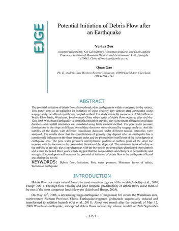 Más sobre Potencial de Iniciación de Flujo de Escombros después de un Terremoto.