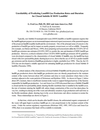 Más sobre La Falta de Confiabilidad en la Predicción de las Tasas de Producción de Gas de Vertedero y la Duración para RSU Cerrados de Título D