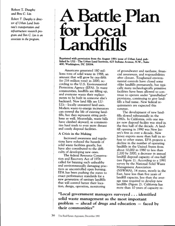 Más sobre Un Plan de Batalla para Vertederos Locales