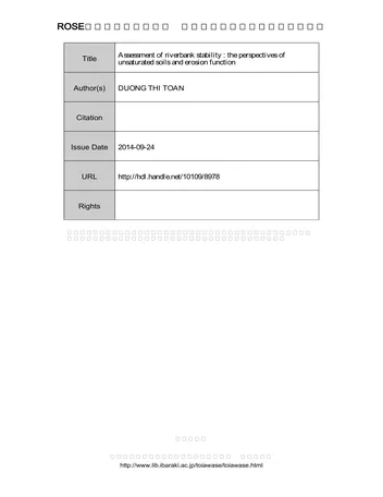 Más sobre Evaluación de la Estabilidad de Riveras desde la Perspectiva de Suelos No Saturados y Erosión.