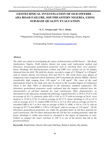 Más sobre Investigación Geotécnica de la Falla de la Antigua Carretera Owerri – Aba