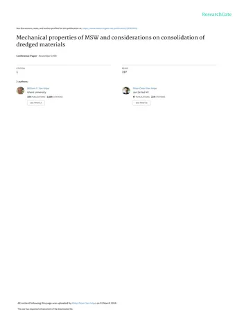 Más sobre Propiedades Mecánicas de Msw y Consideraciones sobre la Consolidación de Materiales Dragados