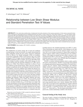 Más sobre Relación entre el Módulo de Corte a Baja Deformación y la Prueba de Penetración Estándar (N-Value)
