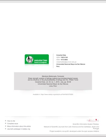 Más sobre Variación de la Resistencia al Corte de Materiales de Relaves Debido a Causas Meteorológicas y su Influencia en el